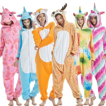 2022 Täiskasvanud Loomade Pidžaama Cartoon Kigurumi Sleepwear Ükssarvik Pidžaamad Õmblema Unicornio Oneises Naised Meeste Flanellist Kapuutsiga Nightie