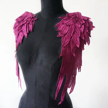 2TK Lilla Punane Tikand Angel Wing Applique Õmblemine Lill Krae Paik Pulmapidu Kleit Occurence Kleit Riided DIY Crafts