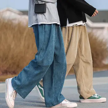 ARENS Khaki Velvetist Püksid Talveks, Lai Jalg Püksid Mustad Püksid Mees Plus Velvet Jaapani Streetwear Hip-Hop Harajuku