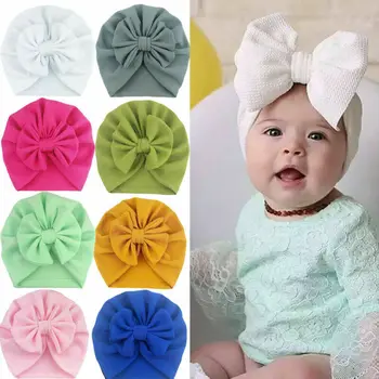 Beebi Asju Aksessuaarid Baby Girl Müts Vööri Sõlm Imiku Beanie Tahke Suur Bowknot Kork