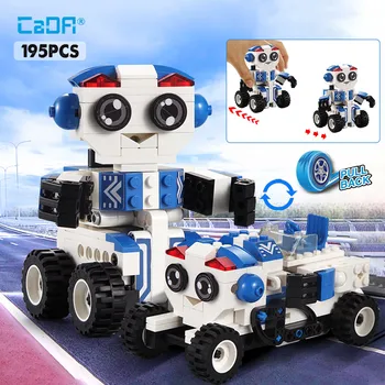 Cada 195PCS Laine võidusõiduauto Armas Robot 2 Mudeli ehitusplokid Linna Seeria Tellised Haridus Mänguasjad Lastele