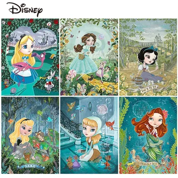 Disney Uue Saabumist Diamond Tikandid Lumi Valge Ristpistes Mosaiik Alice Imedemaal Komplektid, Värvimine Merineitsi Peace Child Kingitus