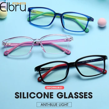 Elbru Super Clear Klaasid, Raamid Pehme Ruut Anti-sinine Valgus Laste Optilised Prillid Anti-kiirguse Klaasid Poisid Tüdrukud