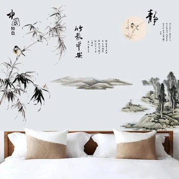 Hiina Stiilis Tint Bambusest Seina Kleebised maastikumaal Home Decor elutuba, Magamistuba TV Diivan Taust Seina Tapeet Seinamaaling