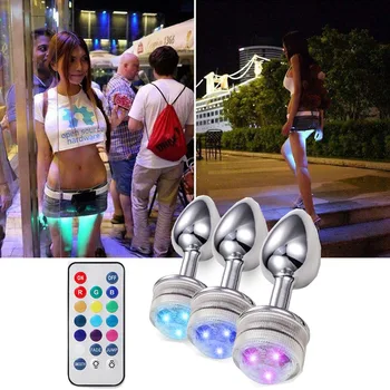 Kaugjuhtimispult Värvi Muuta LED Lamp Anal Plug Anus Paisutamine Helendav Butt Plug Masturbator Paarid Flirt Sugu Mänguasjad, Naiste