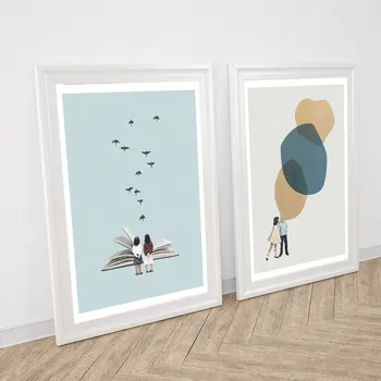 Koomiksid Abstraktse puhub mullid Lõuend Maalid Poiss, Tüdruk Lugeda Suured Raamatud Plakat Seina Art Prints Pilte Baby Kids Room Decor