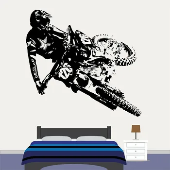 Krossi Dirt Bike Seina Decal Poiste Magamistuba, Mängutuba Kodu Kaunistamiseks Mootorratas Extreme Sport, Art Vinyl Akna Kleebis Seinamaaling E109