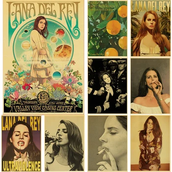 Lana Del Rey Plakatid Retro Jõupaber Vintage Tuba Home Bar Cafe Decor Esteetiline Kunst Seina Värvimine