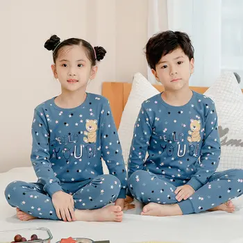 Lapsed Pidžaama 2022 Sügisel Tüdrukud Poiste Riideid Sleepwear Pyjama Beebi Cartoon Bear korea Stiilis Nightwear Puuvill Laste Riided