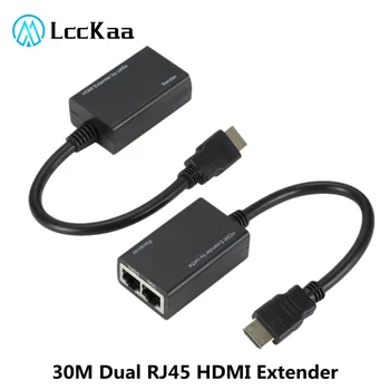 LccKaa 1080P HDMI-ühilduvate Üle RJ45 CAT5e CAT6 UTP LAN Ethernet Extender Repeate Kuni Vähemalt 100ft (30M)
