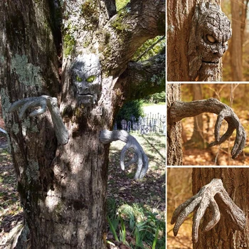 Loominguline Vaik Puu Nägu Decor Väljas Veidrad Paw Tree Hugger Kujud Koor Vaimu Nägu näojoonte Teenetemärgi xqmg