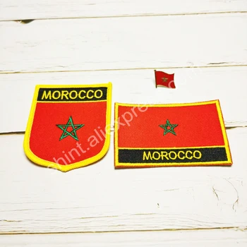 Maroko Riigi Lipu Tikandid Plaastrid Badge Shield Ja Ruudu Kuju Pin Ühe Komplekti Kohta Riie Armband Seljakott Teenetemärgi