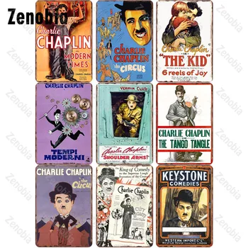 Metallist Märk Charlie Chaplin Vintage Dekoratiivsed Tina Plaat Metallist Plakat Räbal Šikk Retro Tina Märk Tahvel, Pubi, Baar, Kino Seina Decor