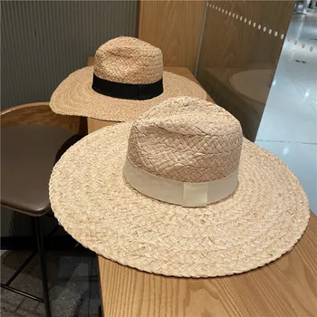 Panama Kohandatud Müts Mehed, Naised, Rand, Lai Nokk Fedora Kvaliteetne Käsitöö Raffia Päikesekaitse Õled Mütsid Sombreros De Vaquero