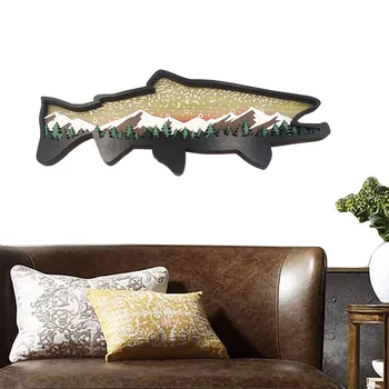 Puidust Lõhe Figuriin Ookeani Loomade Tabel Seina Art Decor Kala Kujud Figuriin Loomade Kujuline Käsitöö Puit Kogumise Multi