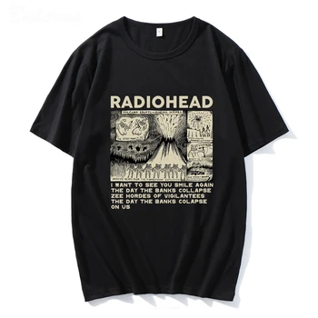 Radiohead Vintage Hip-Hop ansambli Muusika Prindi Harajuku Camisetas Must T-Särgid Graafiline Lühikesed Varrukad Polüester Naiste T-särk