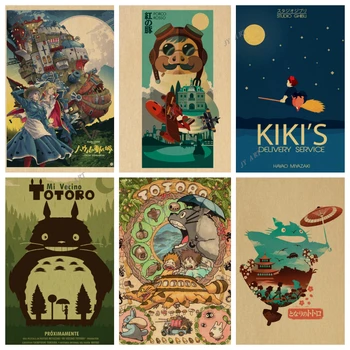 Retro Ghibli Hayao Miyazaki Filmi Wall Art Plakat ja Print Anime Lõuend Print Kaasaegse Religioosse Moslemi Seina Art Maali Pilt