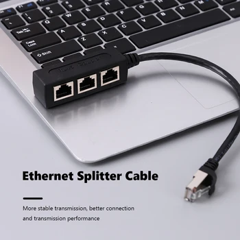 RJ45 Võrgustik Splitter Cable 1 Mees 3 Naine Port LAN Ethernet Adapter Super Cat5 Cat5e Cat6 Cat7