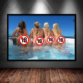 Seksikas Perse Nakeds Tüdrukud ujula Pilt Aldult Erootiline Plakatid Lõuend Trükib Seina Art Maalid Kodu elutuba Decor