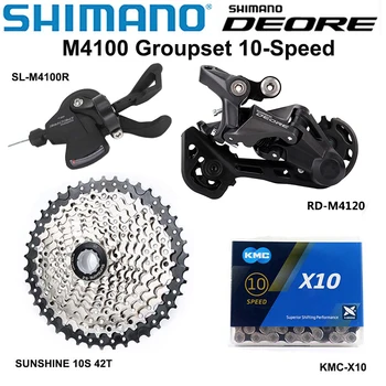 SHIMANO DEORE M4100 10S MTB Groupset Mountain Bike Groupset 1x10-Speed 42T 46T 50T M4120 Taga Derailleur M4100 nahkkattega Käigukanginupp