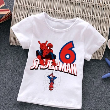 Spiderman Kid T-Särgid Sünnipäeva Number 1-10 Imesid T-Särk Laste Multikas Kawaii Vabaaja Riided Super Kangelane Poiss, Tüdruk, Tee Särk