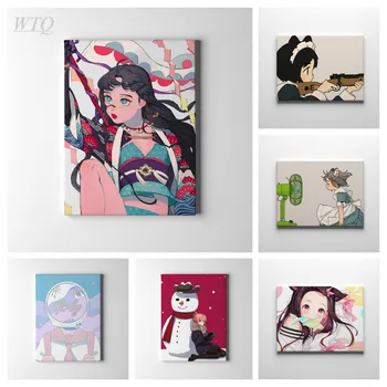 Tüdruk Kassi Kõrvad Anime Plakateid Seinale Plakat Anime Plakateid Lõuendile Maali Seina Art Wall Decor Plakatid Pilt Kodu Kaunistamiseks