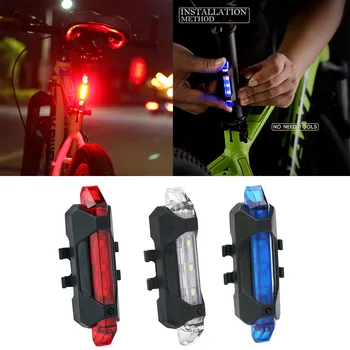 USB Laetav Bike Kerge 5LED Esi-Tagasi Tagumised tagatuled Jalgrattasõidu Ohutus Hoiatus Kerge Veekindel Jalgratta Lamp Taskulamp