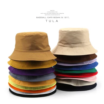 Uus Puuvillane kahepoolne Kanda Kopp Mütsid Naiste Suvine Päevitus-Panama Müts Meeste Puhta Värvi Unisex Väljas Kalamees Müts Beach ühise Põllumajanduspoliitika