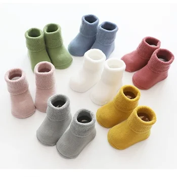 Uus Talve Vastsündinud Beebi Sokid Puuvillased Paksenema Anti-slip Värviga Terry Sooja Põranda Sokid 0-3 AASTAT Väikelastel Poisid Tüdrukud Värk